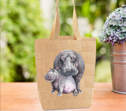 Hippo Tote Bag, Hippo Bag, Personalised Tote Bag